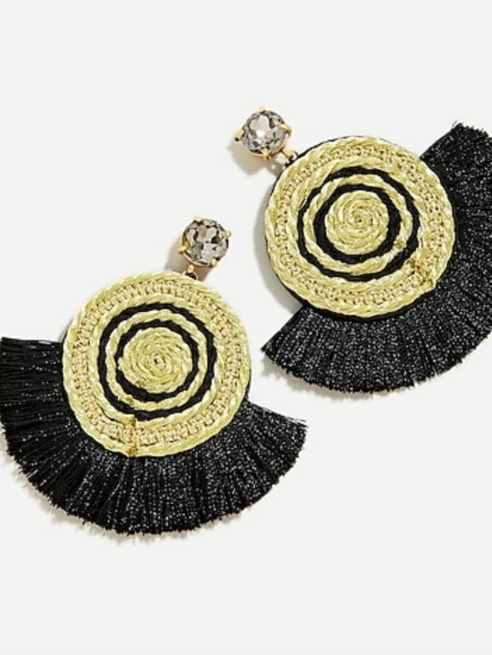 J. Crew Rope Fan Earrings with Crystal Studs